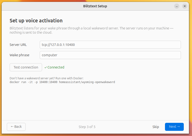 Setup — Voice activation