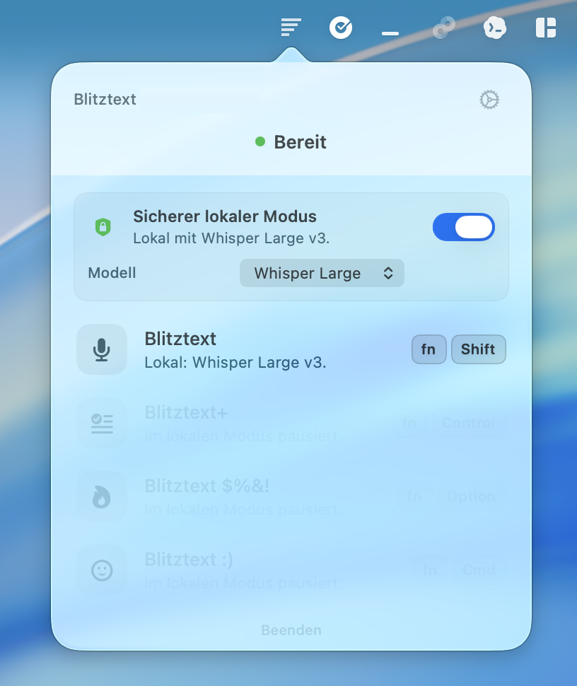Blitztext secure local transcription mode